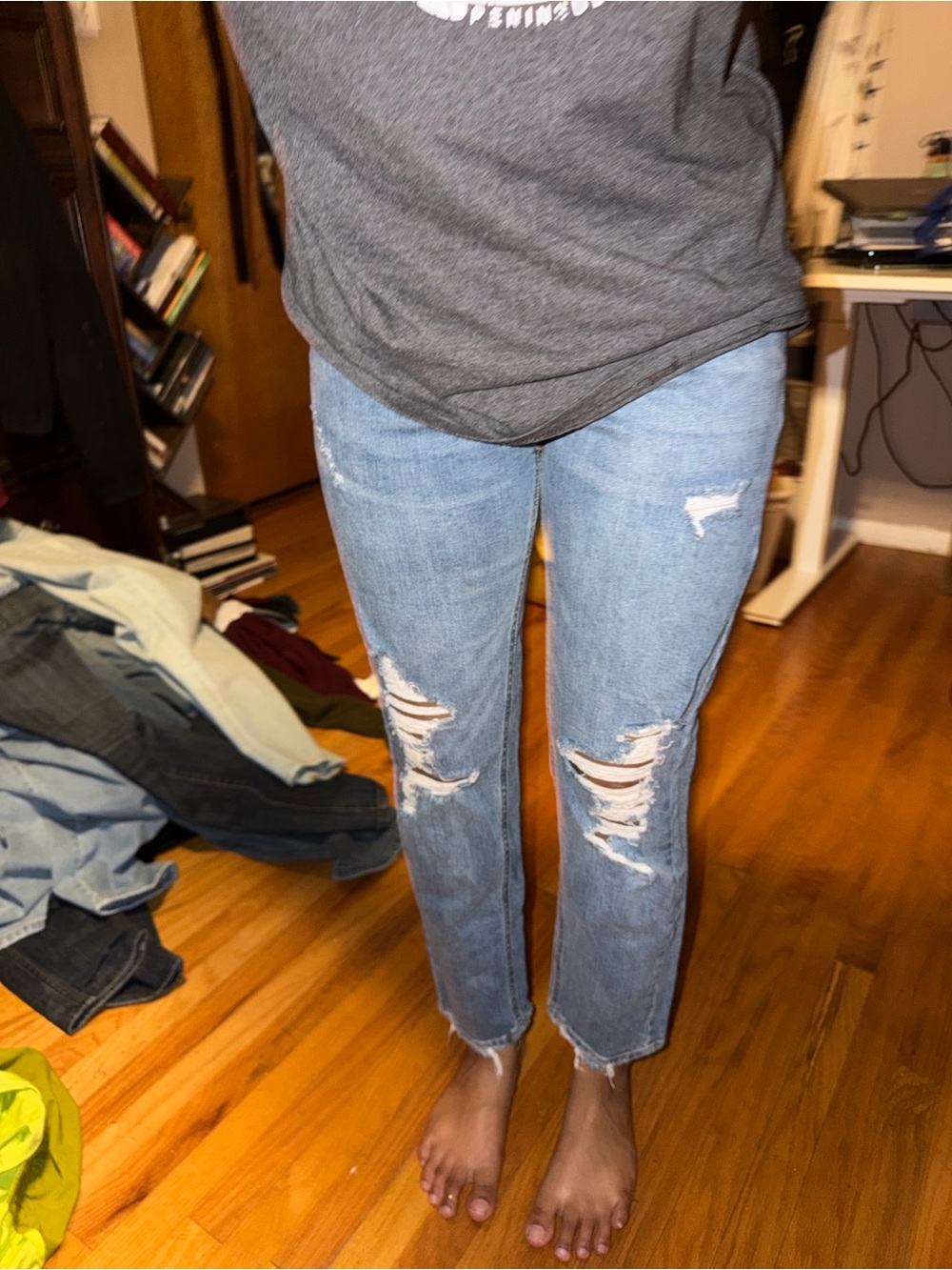 wild fable Light Blue Distressed Cropped Jeans